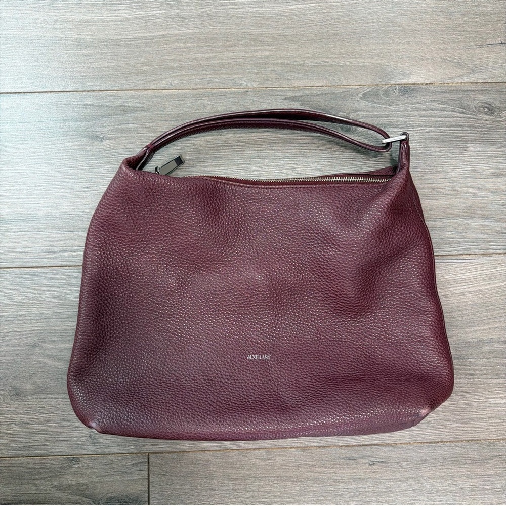 AUXILIARY Leather Shoulder Bag in Deep Burgundy
